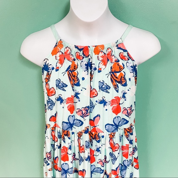 Crazy 8 Turquoise & Orange Butterfly Print Maxi Dress Girls Size 5/6 - Picture 3 of 9